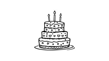 Doğum günü pastası çizimi boyama ve baskılar için mükemmel.