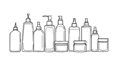 Boş altın kozmetik şişe çizgisi Güzellik markası için resim çizimi