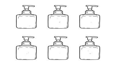 mavi sıvı sabun dağıtıcı çizgisi çizimi