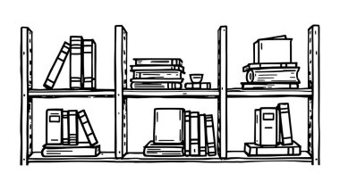 Ev ofis alanı için kitap rafı çizgisi yaratıcı illüstrasyon