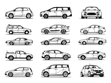 araba çizim çizgisi modern araçlar en küçük ayrıntısına kadar çizilmiş