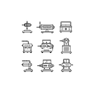 Koterapi Makine hattı sanat sağlığı teknolojisi detaylı vektör