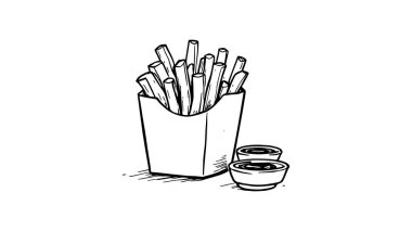 Ketçaplı patates kızartması ve Mayonez Fast Food çizelgesi.