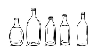 Minimalist stil ve tasarım ile cam şişe çizgisi çizimi