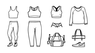 Jimnastik kıyafeti tasarımının sanat çizgisi çizimi