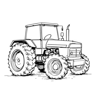 El çizimi traktör çizimi sanat yaratıcılığı doğanın gücüne davet ediyor.