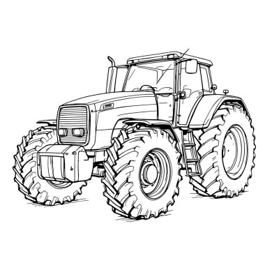 El çizimi traktör çizgisi çizimi. Basit bir zarafet gerektiren sanat eseri.