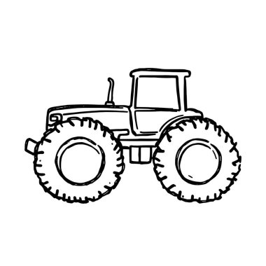 El çizimi traktör çizimi sanat klasik kırsal sakinliğe davetiye çıkarıyor.