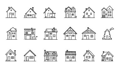 Evlerin kümesi. Vektör çizim