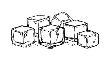 Buz küpleri çizgisi sanat taslak temiz çizgiler monokrom zarafet