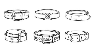 Klasik el yapımı moda eskizini gösteren Deri kemer çizgisi çizimi