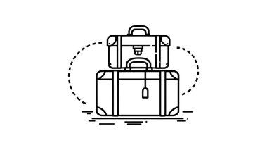 Kayıp Bavul Simgesi Çizgi Çizgisi Minimalist seyahat simgeleri koleksiyonu