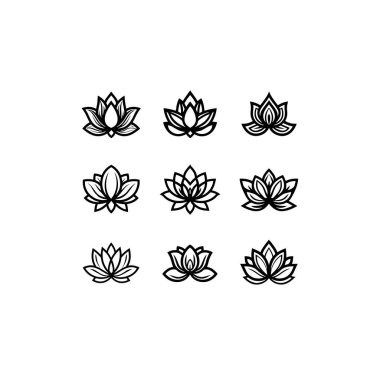 Lotus Vine ikon çizgisi Sanat botanik bitkisi