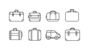 Bavul Simgeleri Satırı Seyahat için zarif bavul simgeleri