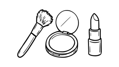 Makyaj seti çizimi güzellik meraklıları için basit bir çizim