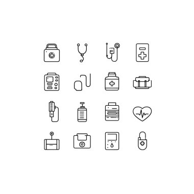 Tıbbi ekipman simgesi çizgisi sanat sağlığı aygıtı