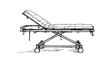 Hasta taşımacılığı için tıbbi sedye çizimi çizimi