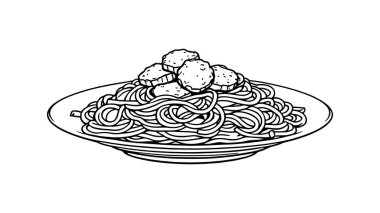 Kızarmış tavuk ciğeri ile makarna linguine sanat eskizi tarzı