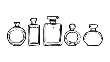 Parfüm şişesi çizimi sanat tasviri zarif koku markası çizimi