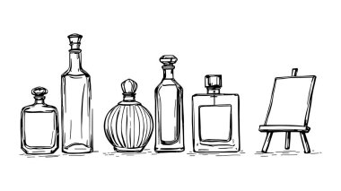 Parfüm şişesi serisi sanat çizimi basit zarif modern tasarım fikirleri