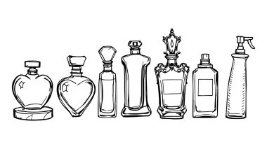 Parfüm şişeleri basit sanat eserleri.