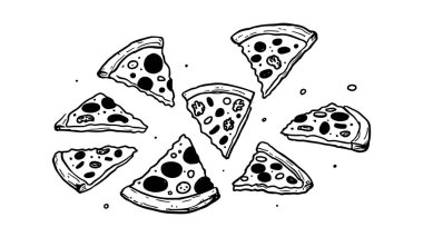 Pizza uçan hat sanat görüntüsü kaprisli lezzetli dilimler dünyasının