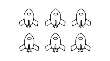 Roket fırlatma ikonu seti. vektör illüstrasyonu