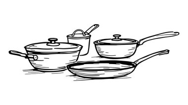 Saute Pan Resim Çizgisi Basit ve Zarif Tasarım