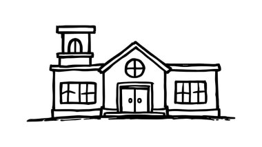 Okul Binası Resim Çizgisi Sanat Siyah Beyaz