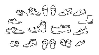 Farklı spor ayakkabıları, vektör illüstrasyonu