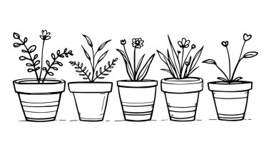 Tek kahverengi kil çiçek saksı hattı basit tasarım.