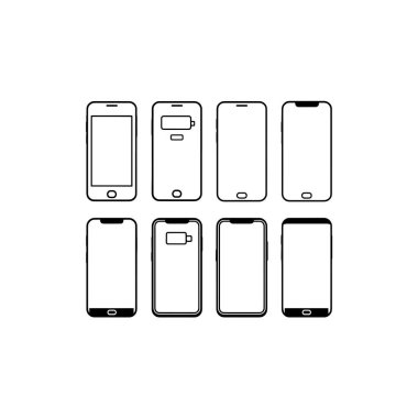 Akıllı telefon simge çizgisi sanat modayı düz vektör çizimi