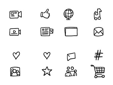 Sosyal medya simgeleri çizgi sanatı basit temiz modern minimalist tasarım biçimi