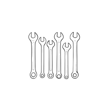 İngiliz anahtarı anahtar vektör çizimi beyaz arkaplanda izole edildi.