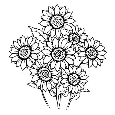 Çiçekli ve yapraklı güzel bahçe vektör çizimi tasarımı