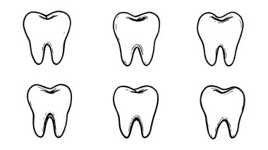 Bir dizi diş ikonu. Vektör illüstrasyonu