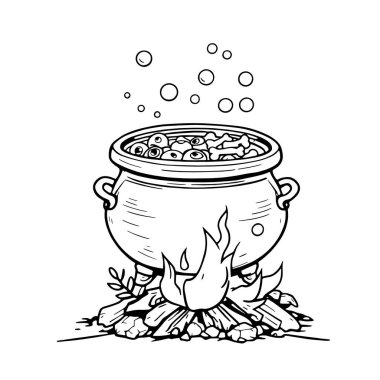 Yanan mum ve kazanı olan ateş kazanı.