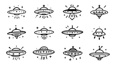 UFO karalama vektörü seti