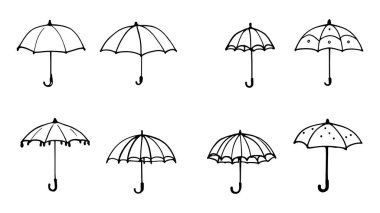 farklı şemsiye simgeleri seti