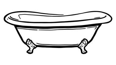 Çizgi film tarzında küvet simgesi ağ için izole edilmiş vektör çizimi