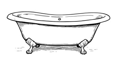 Bir banyo küveti çiziminin vektör çizimi