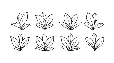 Beyaz arkaplanda izole edilmiş yaprak kümesi, vektör