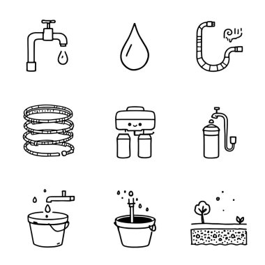 Su Icons set, düz stil