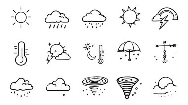 Hava vektörü ayarlandı. siyah vektör çizgisi simgesi.