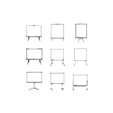 Boş boş karatahta seti. Beyaz arkaplanda izole edilmiş vektör çizimi. boş pankart.