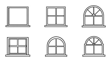 Farklı pencereler. beyaz üzerine izole.