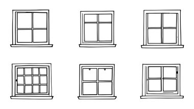 Pencere seti. vektör illüstrasyonu