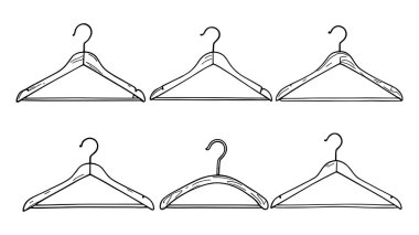 Beyaz arka planda siyah askılar. vektör illüstrasyonu