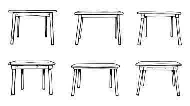 Farklı mobilyalar. Beyaz arkaplanda izole edilmiş vektör illüstrasyonu.