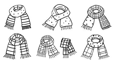 El yapımı kış elementleri beyaz arka planda izole edilmiş. Vektör çizimi. karalama biçimi